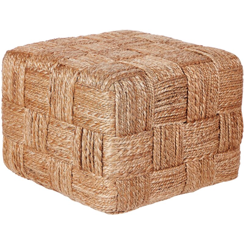 foto del prodotto pouf quadrato boho ottoman sgabello in iuta con imbottitura in eps 50 x 50 x 35 cm beige hosri