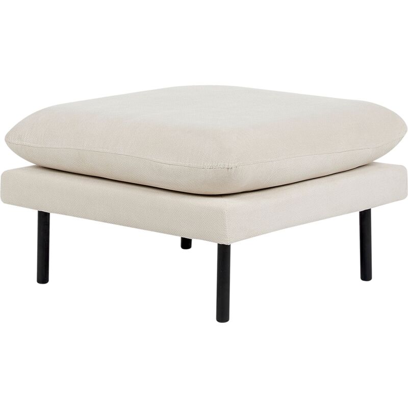 foto del prodotto pouf quadrato con cuscino in tessuto beige chiaro con gambe nere vinterbro