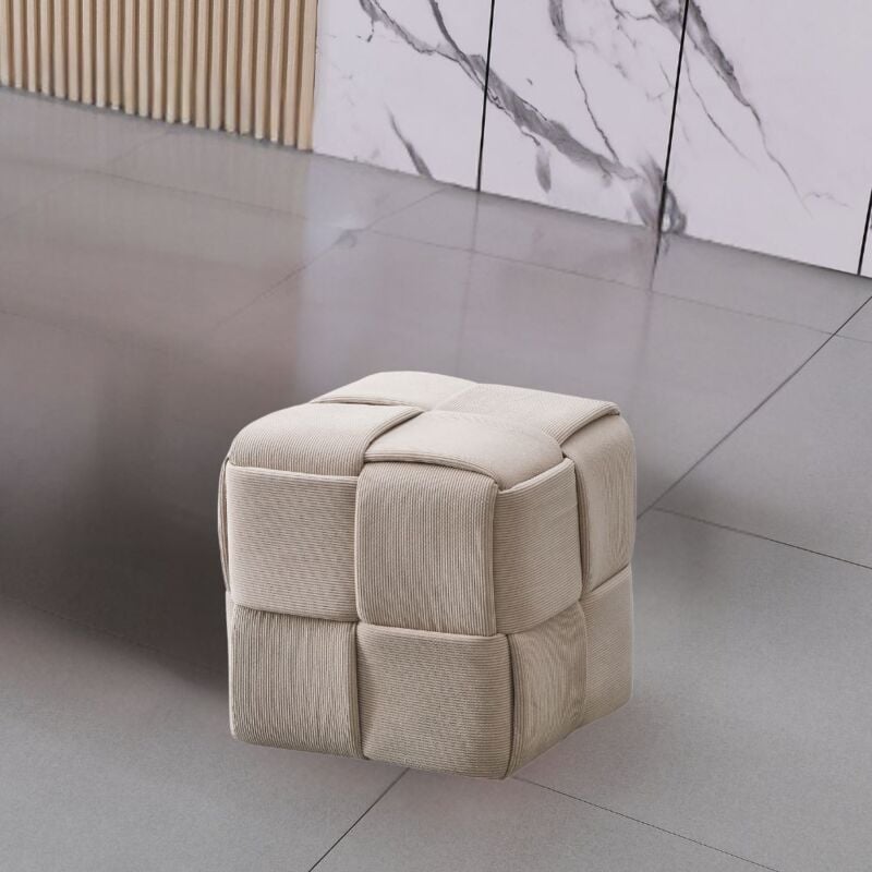 foto del prodotto pouf quadrato effetto intrecciato colore tortora 39x39h cm artur