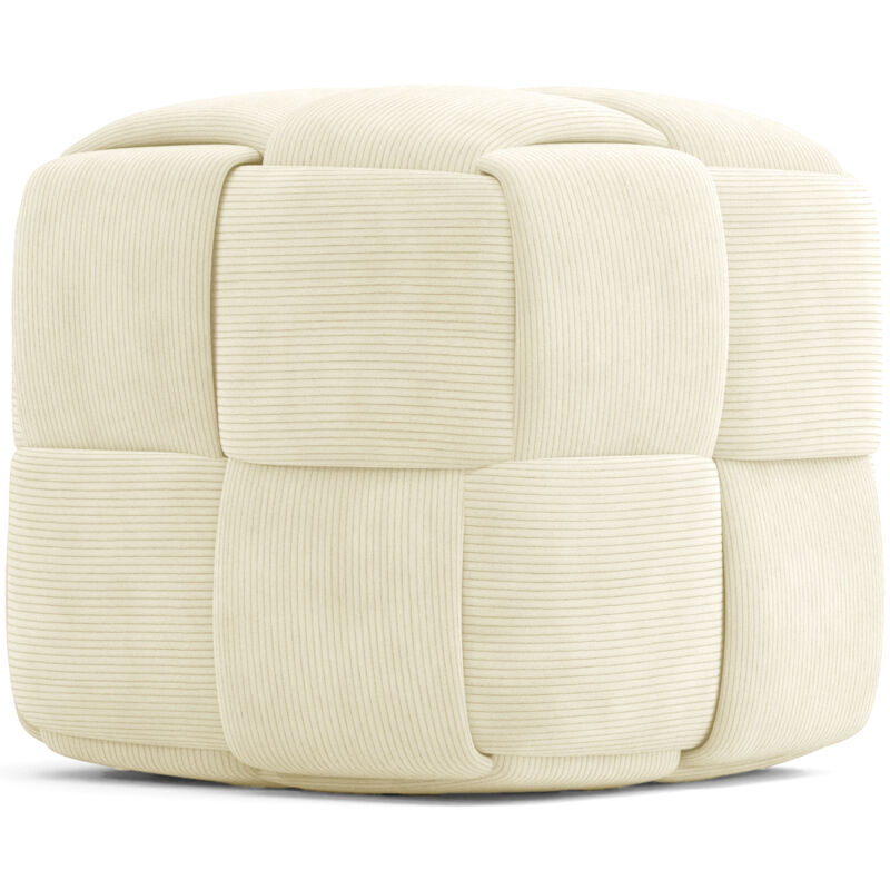 foto del prodotto pouf quadrato imbottito in velluto a coste design moderno cube avorio