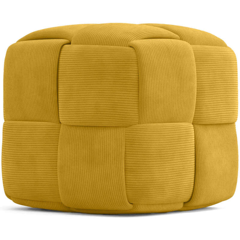 foto del prodotto pouf quadrato imbottito in velluto a coste design moderno cube mostarda