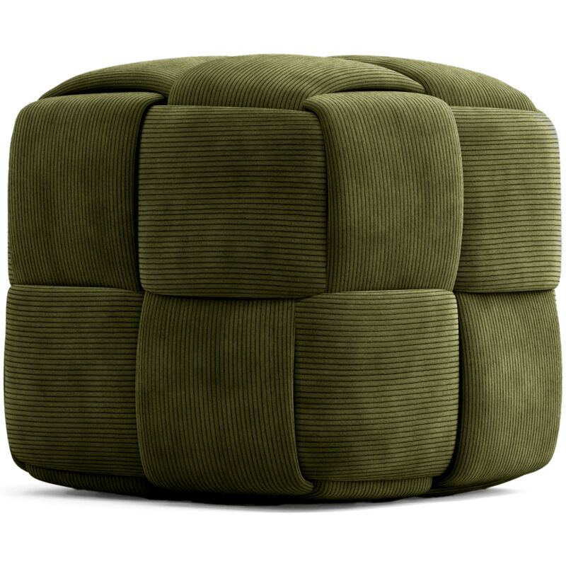 foto del prodotto pouf quadrato imbottito in velluto a coste design moderno cube oliva