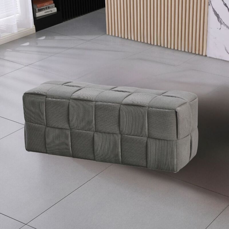 foto del prodotto pouf rettangolare effetto intrecciato colore grigio 104x39h cm artur