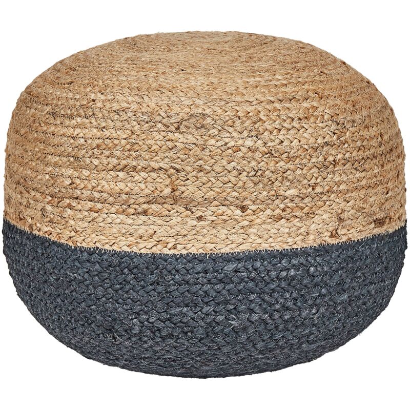 foto del prodotto pouf rotondo boho ottoman in iuta eps perline 50 x 50 x 40 cm blu navy duki