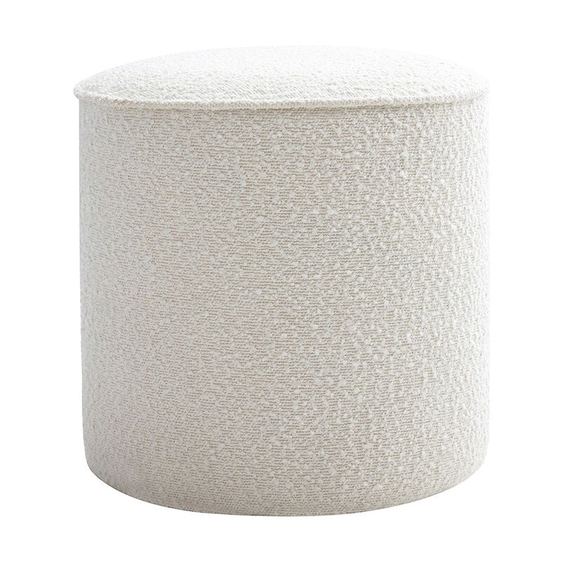 foto del prodotto pouf rotondo in tessuto effetto lana boucl e bianco d40 cm paul