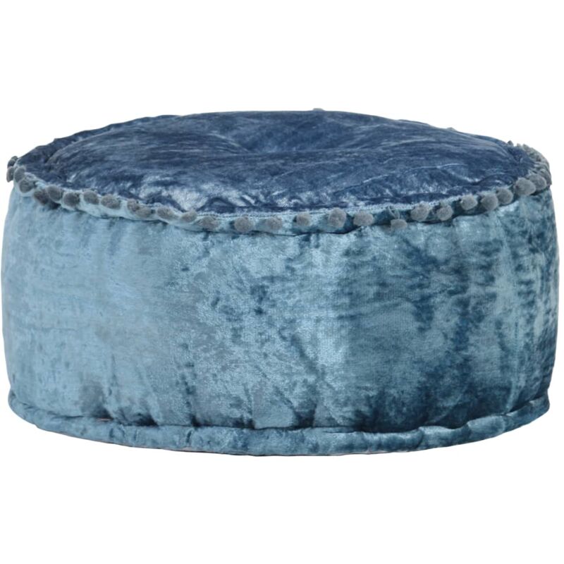 foto del prodotto pouf rotondo in velluto 40x20 cm blu vidaxl