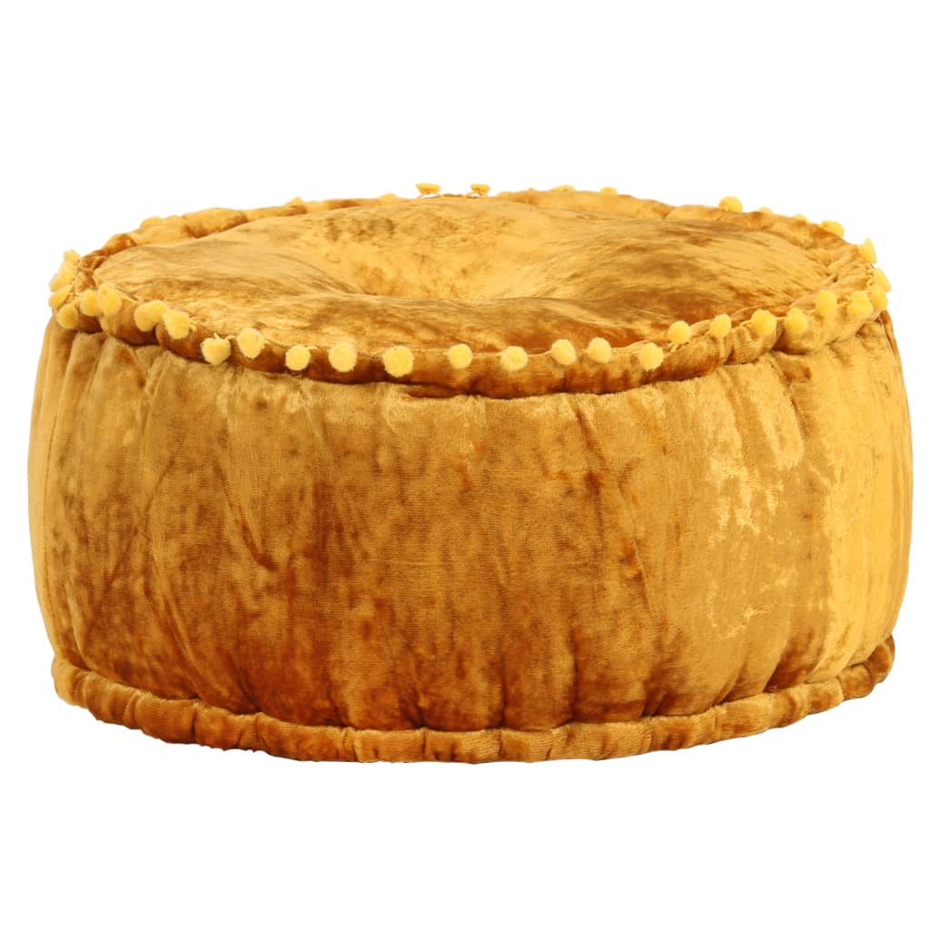 foto del prodotto pouf rotondo in velluto 40x20 cm senape cod mxl 67019