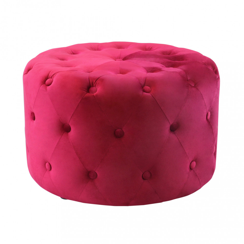 foto del prodotto pouf rotondo in velluto bordeaux