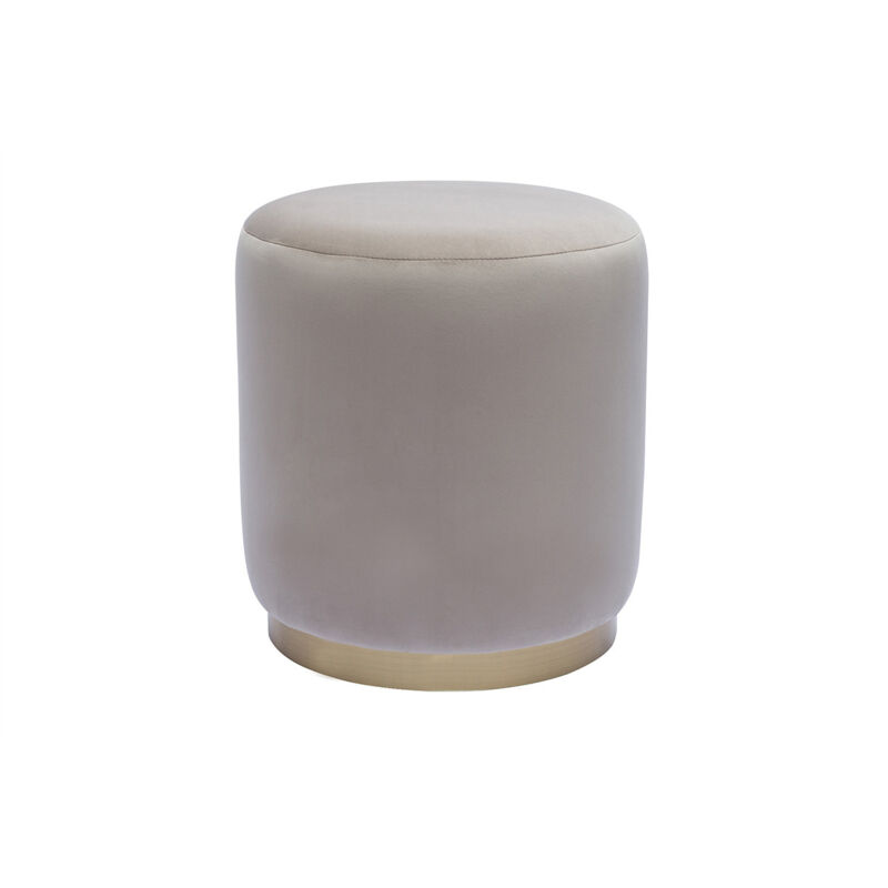 foto del prodotto pouf rotondo in velluto color talpa e metallo dorato d40 cm amaya