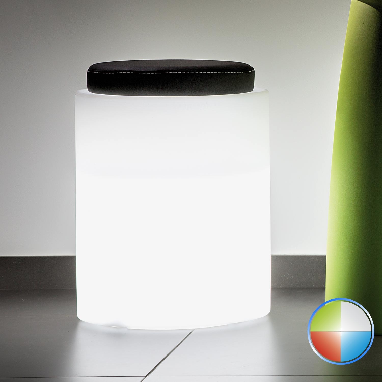 foto del prodotto pouf round in resina tondo 40 cm led multicolor