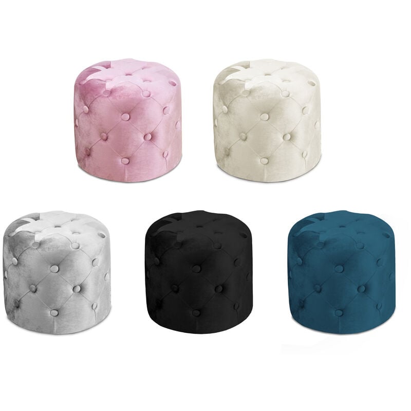 foto del prodotto pouf salotto camera con bottoni imbottito modello velvet parigi in tinta unita, misurapoufcolorecipria
