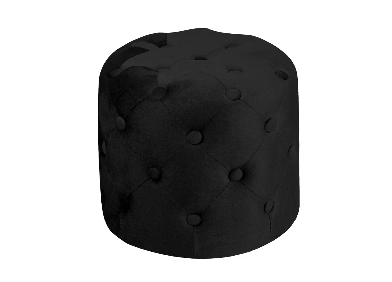 foto del prodotto pouf salotto camera con bottoni imbottito modello velvet parigi in tinta unita pouf nero