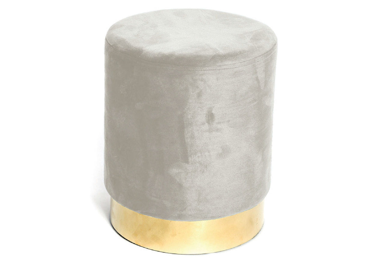 foto del prodotto pouf salotto/camera rotondo imbottito modello cilindro velvet in tinta unita - pouf - beige