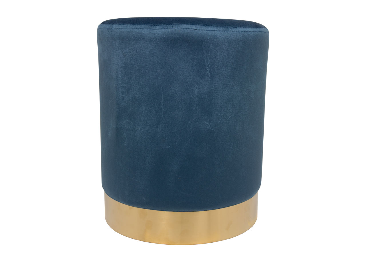 foto del prodotto pouf salotto camera rotondo imbottito modello cilindro velvet in tinta unita pouf blu