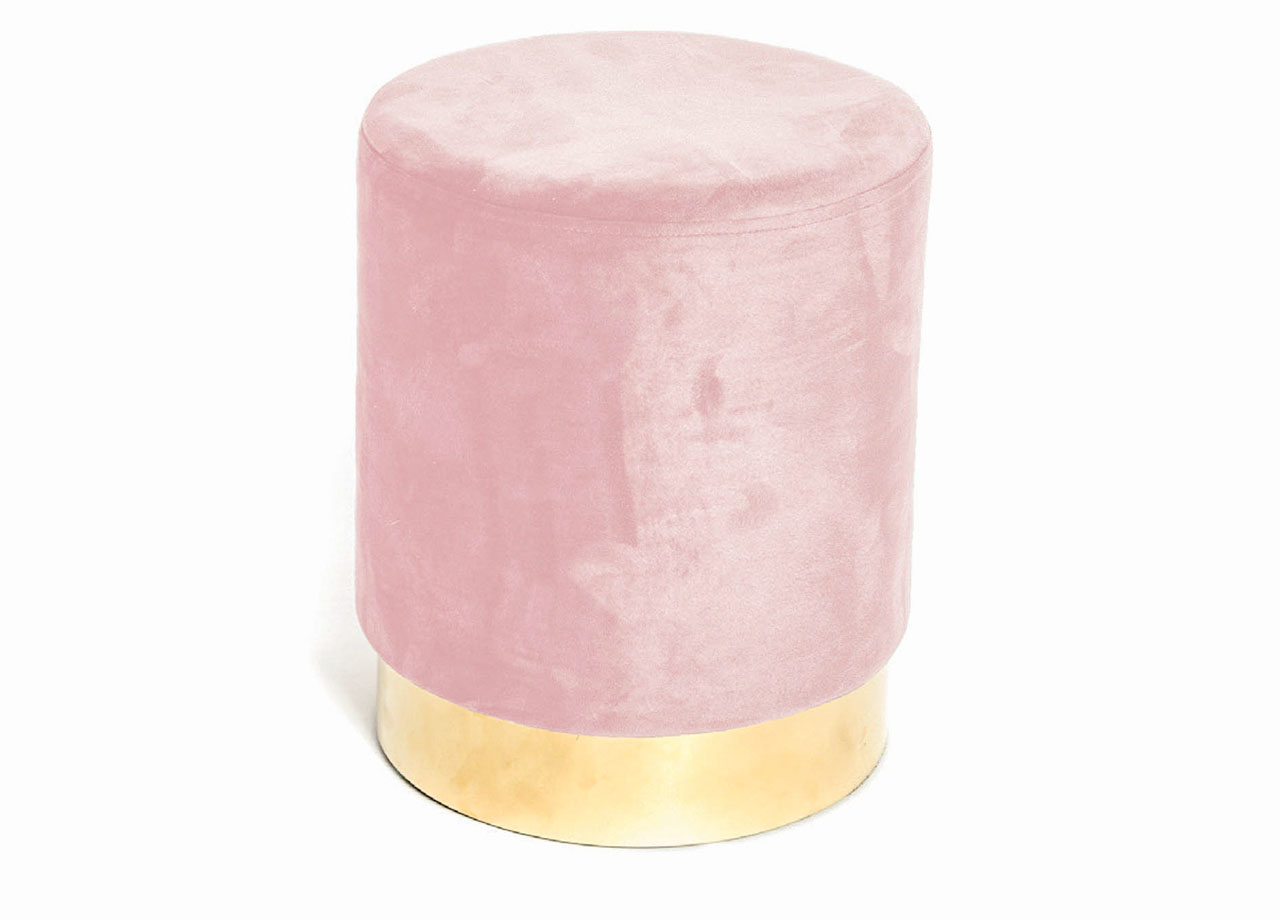 foto del prodotto pouf salotto/camera rotondo imbottito modello cilindro velvet in tinta unita - pouf - rosa antico