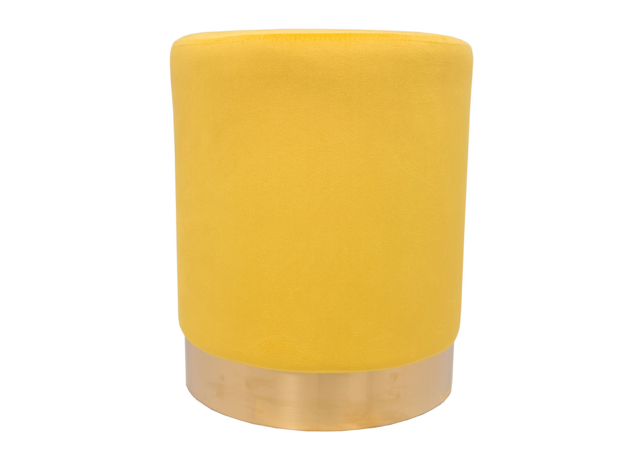 foto del prodotto pouf salotto camera rotondo imbottito modello cilindro velvet in tinta unita pouf senape