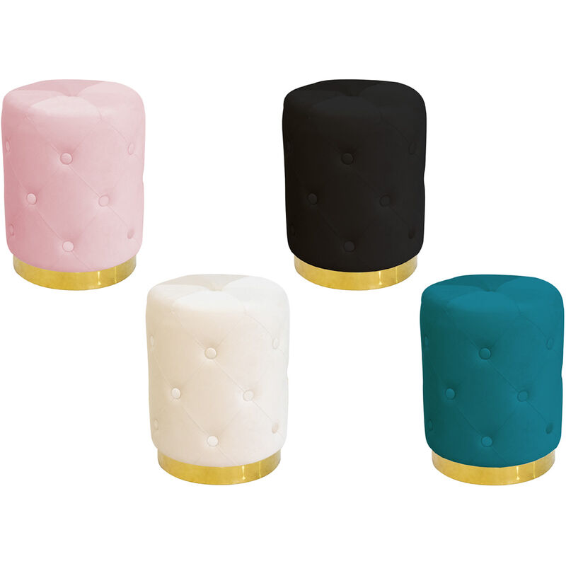 foto del prodotto pouf salotto camera rotondo imbottito modello velvet chic tinta unita, misurapoufcolorecipria