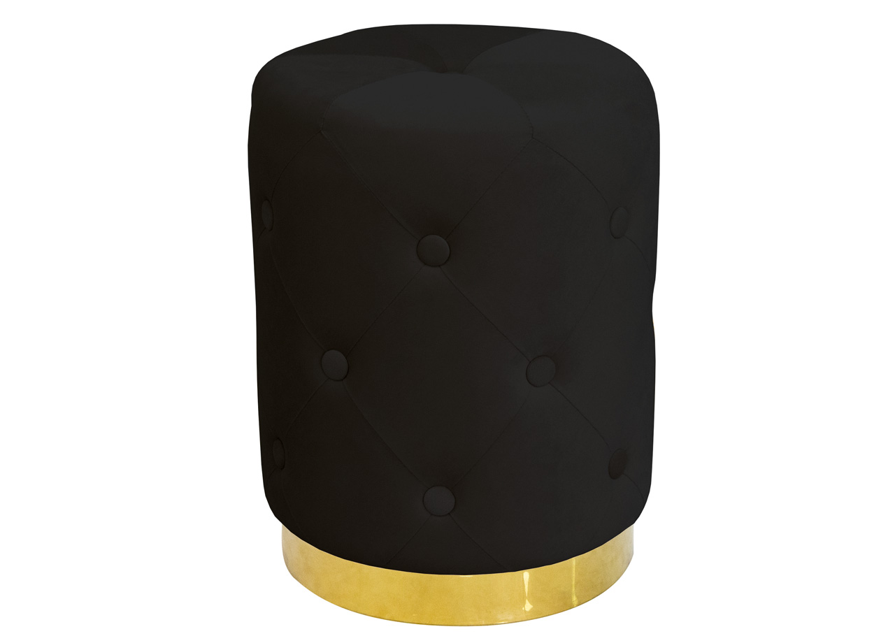 foto del prodotto pouf salotto camera rotondo imbottito modello velvet chic tinta unita, misurapoufcolorenero
