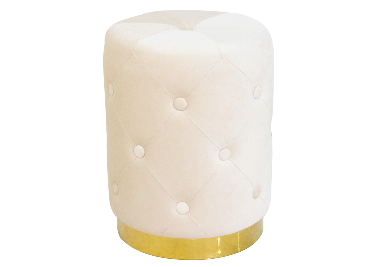 foto del prodotto pouf salotto camera rotondo imbottito modello velvet chic tinta unita pouf beige