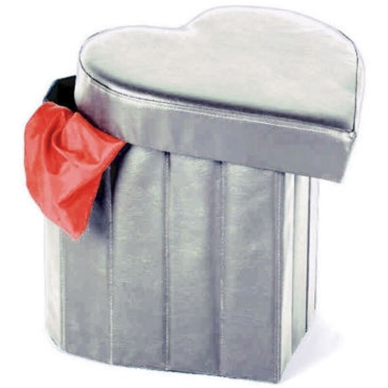 foto del prodotto pouf scatola portaoggetti puff poggiapiedi a forma di cuore in ecopelle colore grigio trade shop traesio