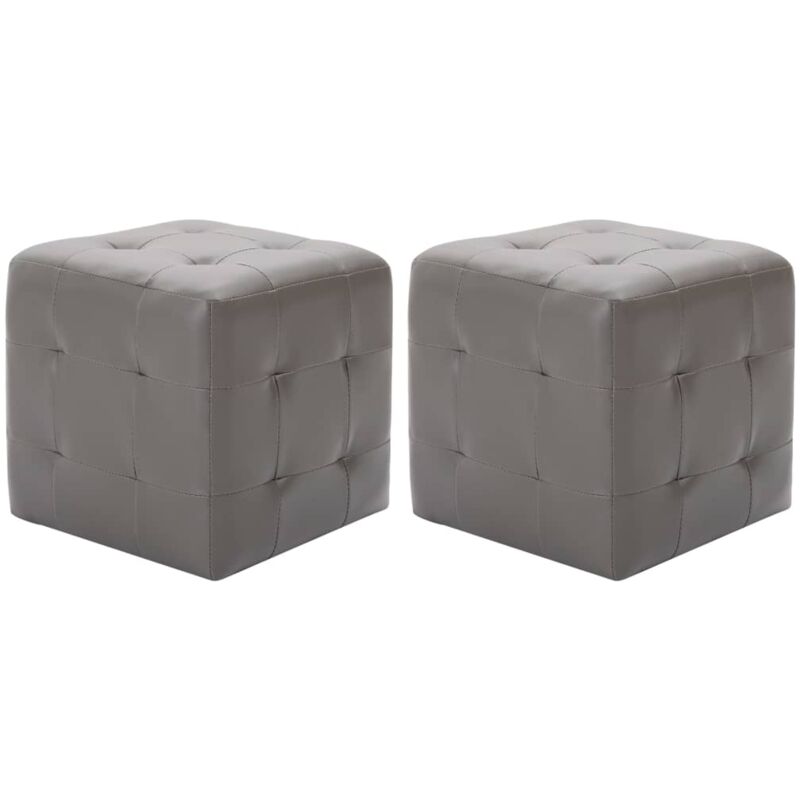 foto del prodotto pouf set 2 pz in ecopelle poggiapiedi elegante vari colori colore grigio