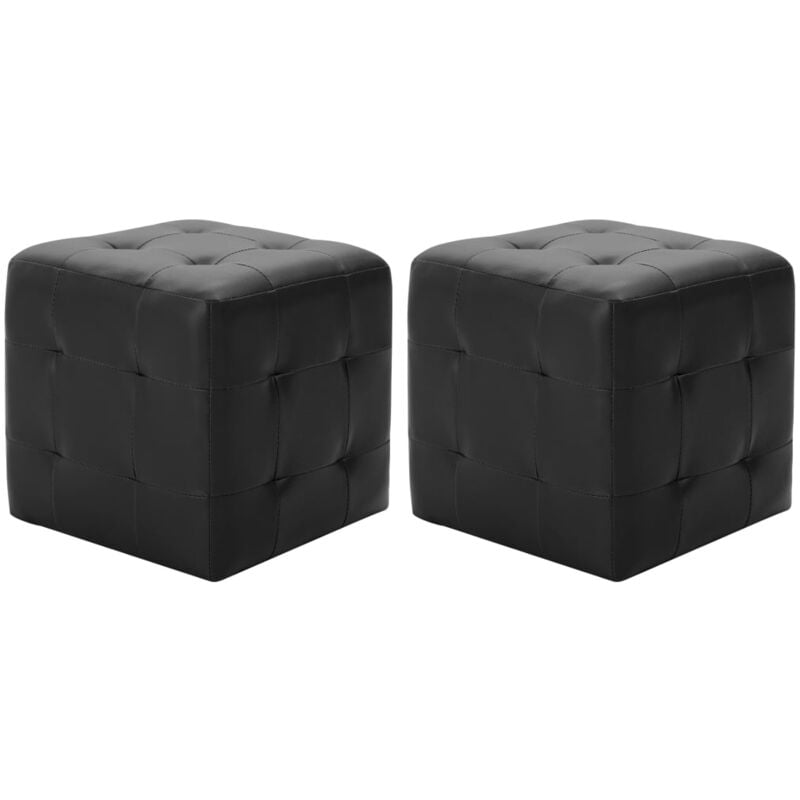 foto del prodotto pouf set 2 pz in ecopelle poggiapiedi elegante vari colori colore nero