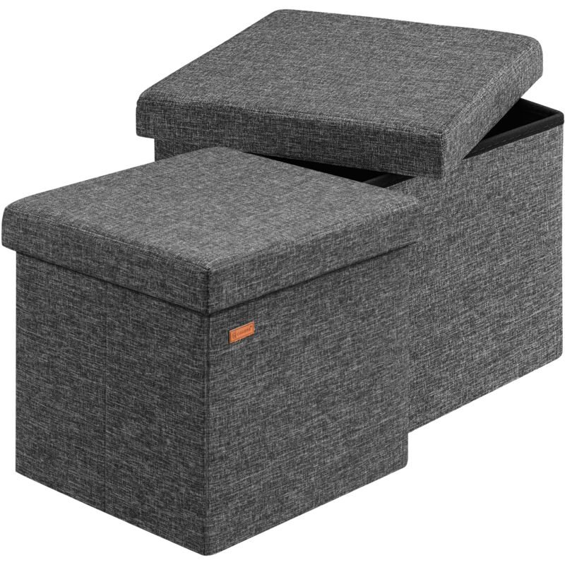 foto del prodotto pouf sgabello contenitore 38x38x38cm box portaoggetti m 2er set dunkelgrau de casaria
