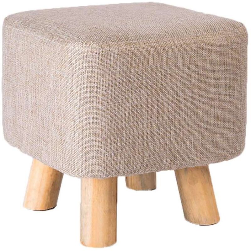 foto del prodotto pouf sgabello imbottito crema - eleganza e comfort in tessuto 30x30x27 cm