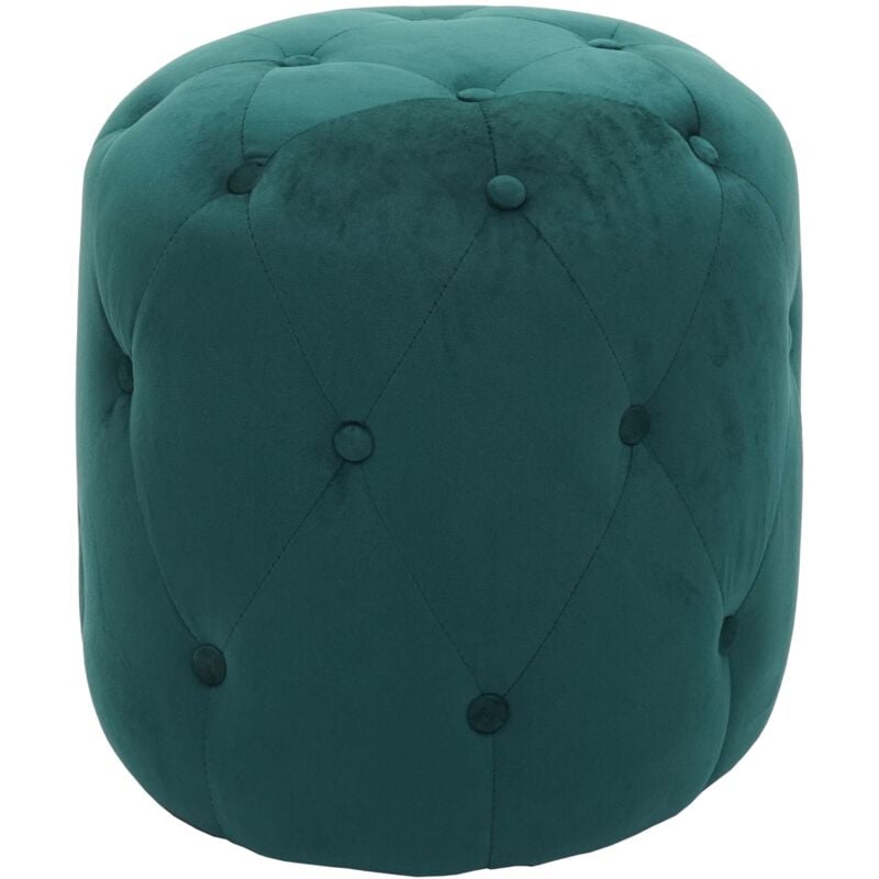 foto del prodotto pouf sgabello in stile ottomano 42x39 cm velluto verde scuro 040005337