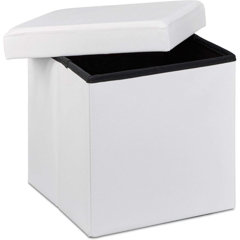 foto del prodotto pouf sgabello pieghevole panca contenitore stabile sintetico 38 cm bianco