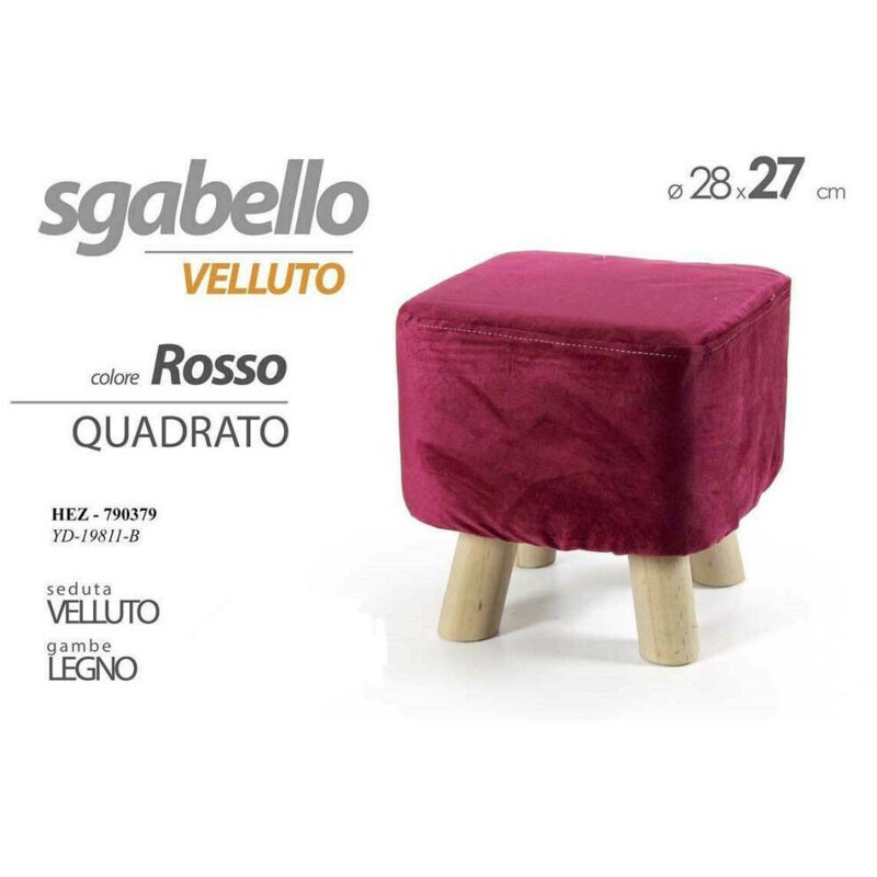 foto del prodotto pouf sgabello velluto colore blu rosso verde quadrato tondo gambe legno 28x27cm rosso quadrato trade shop traesio