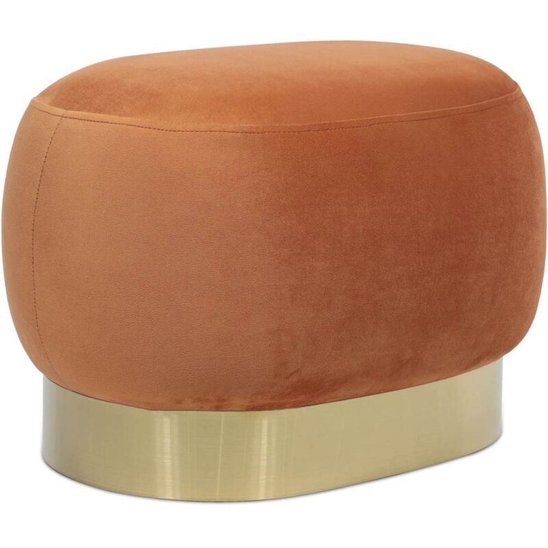 foto del prodotto pouf sgabello velluto e metallo luxe arancione