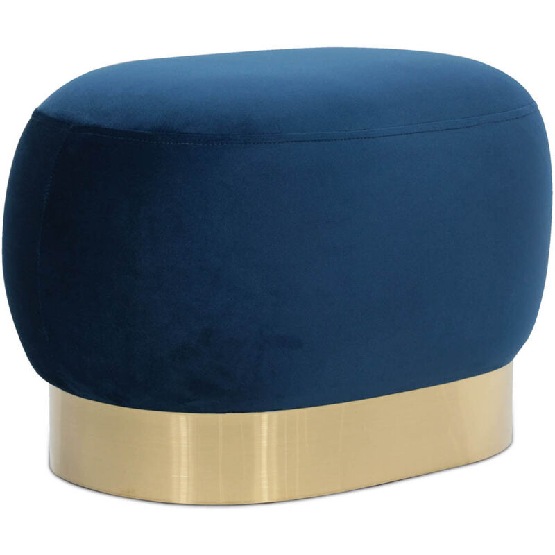 foto del prodotto pouf sgabello velluto e metallo luxe blu scuro