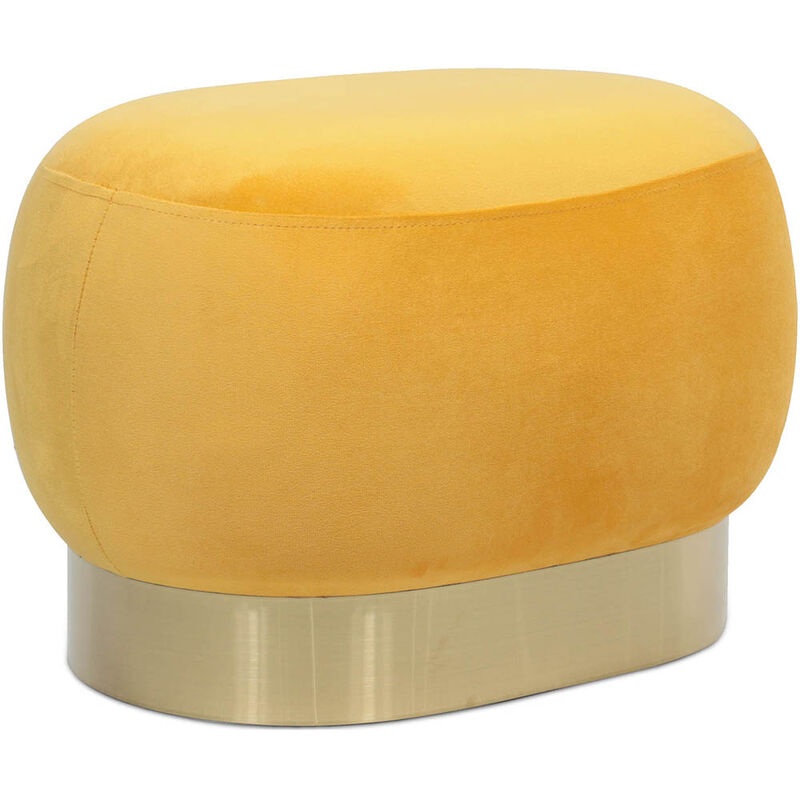 foto del prodotto pouf sgabello velluto e metallo luxe giallo