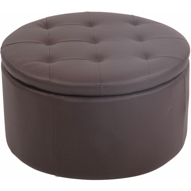 foto del prodotto pouf tondo contenitore evora marrone finta pelle