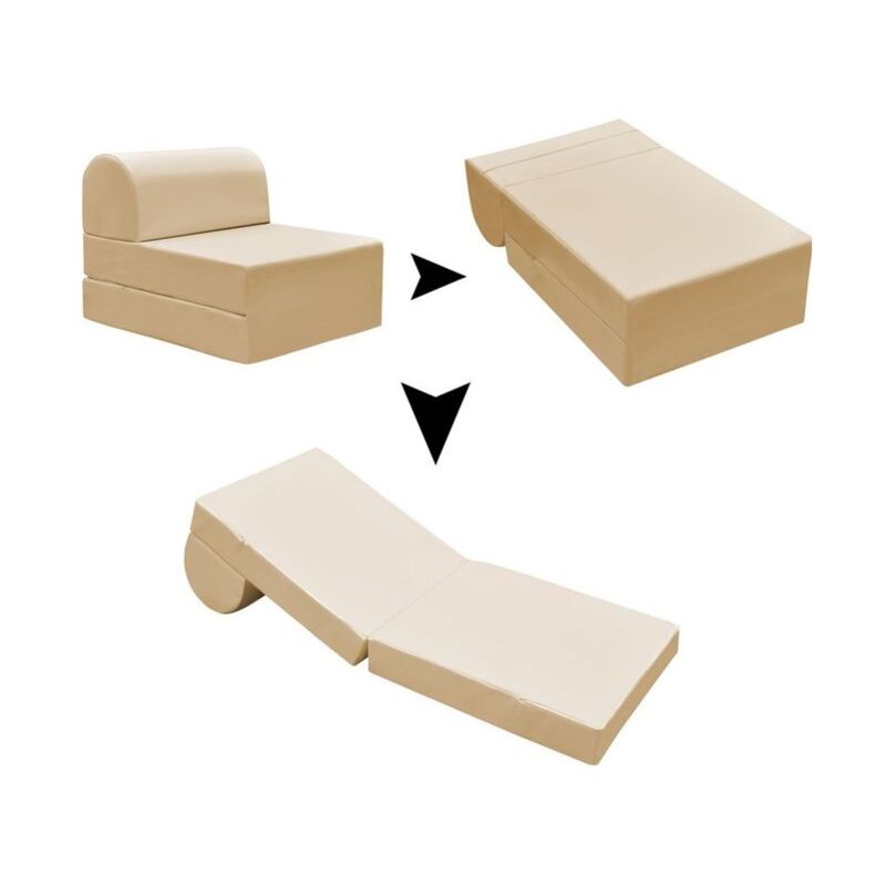 foto del prodotto pouf trasformabile in chaise longue petra a05 in ecopelle beige 59x72x53