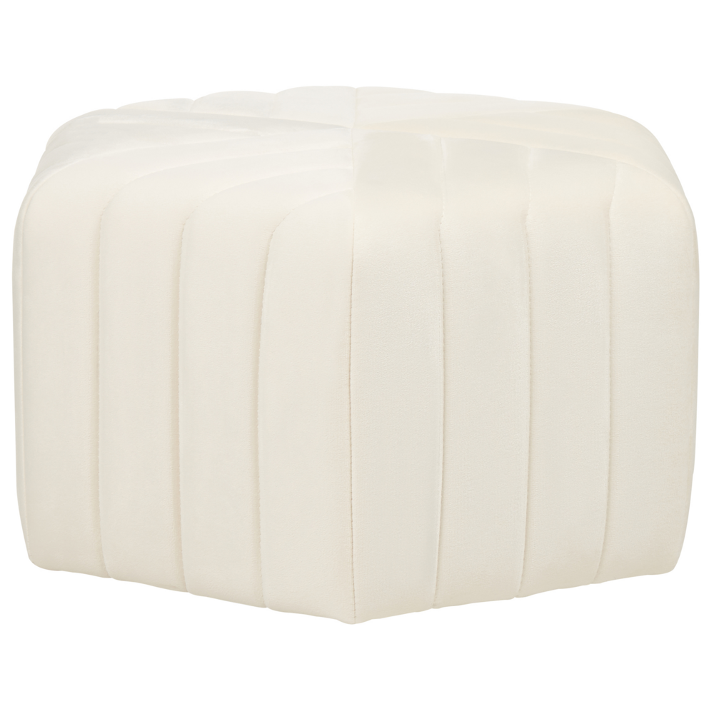 foto del prodotto pouf velluto bianco crema 29 x 53 x 48 cm poggiapiedi esagonale imbottito glamour