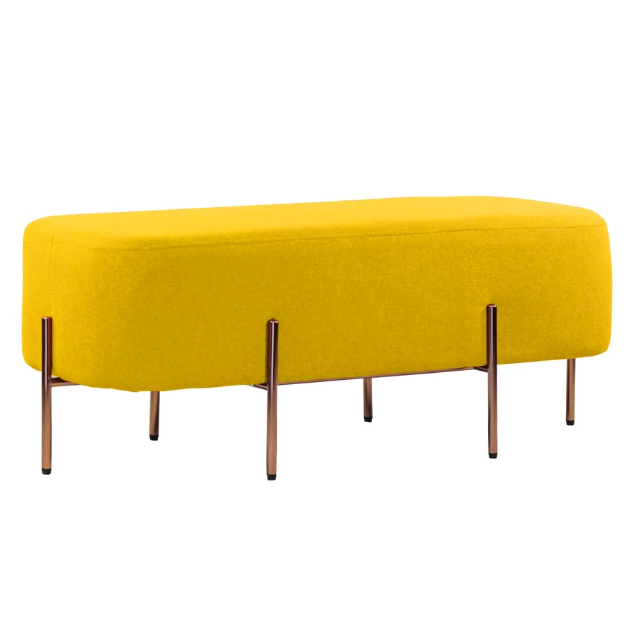 foto del prodotto pouff gambe oro rettangolare ocra kate
