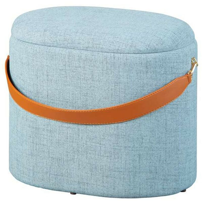 foto del prodotto pouff portaoggetti con maniglia contenitore grigio tondo puff da salotto
