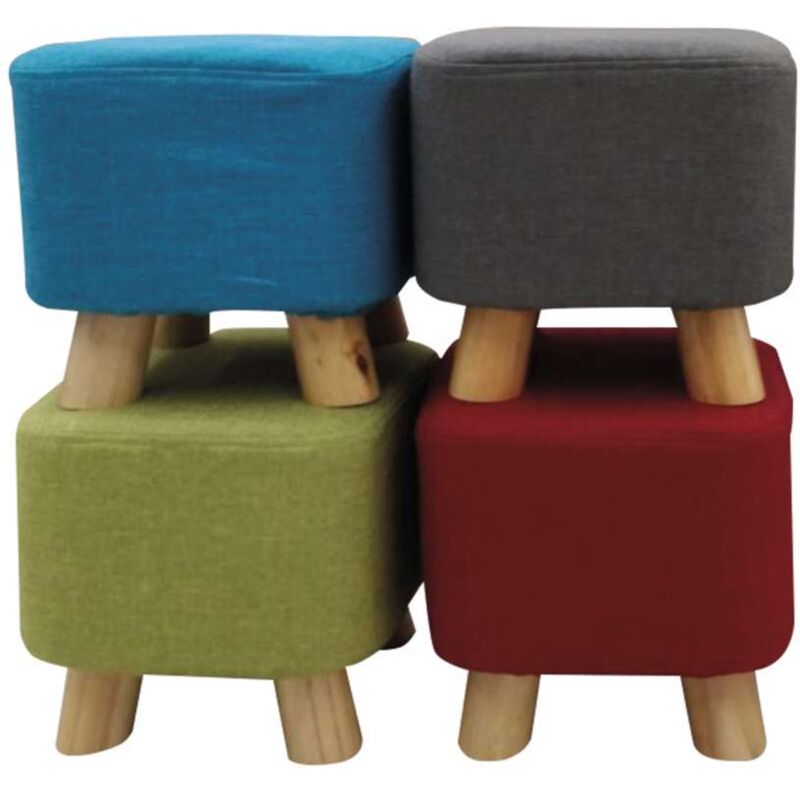 foto del prodotto pouff sgabello in tessuto azzurro imbottito 30x30x27 cm