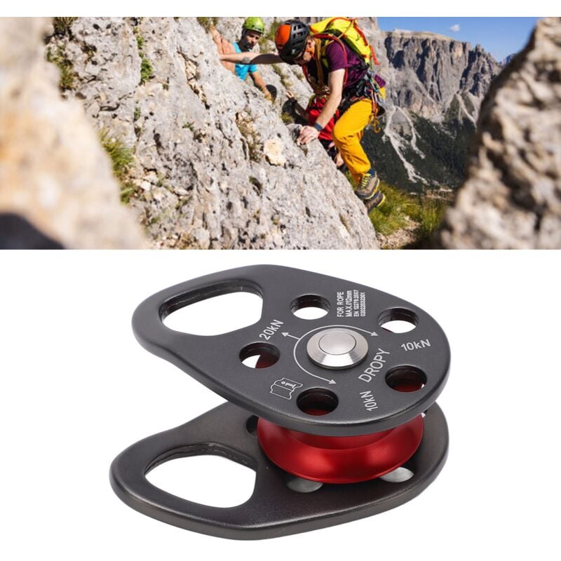 foto del prodotto poulie d'escalade en alliage d'aluminium 20kn poulie pivotante fixe simple l gère et portable