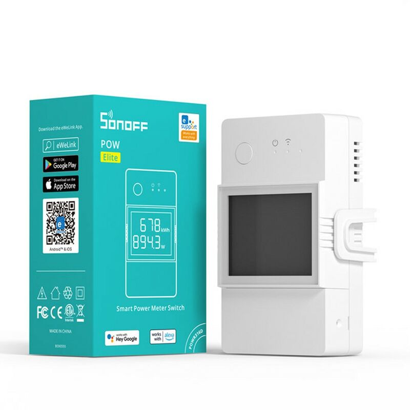 foto del prodotto pow elite interruttore intelligente con misuratore di potenza 20 ampere sonoff