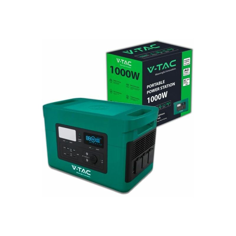 foto del prodotto power station portatile con batteria di accumulo lifepo4 1024wh ac 220v 1000w max. 1800w con 3 prese schuko ricaricabile con alimentatore o