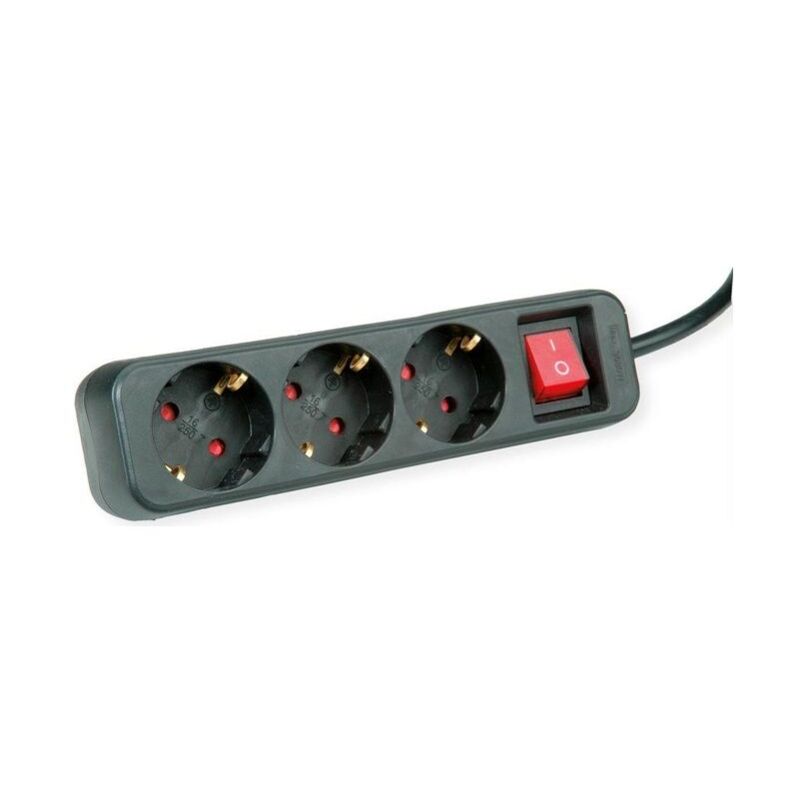 foto del prodotto power strip 3x con switch nero 1.5mt shuko roline