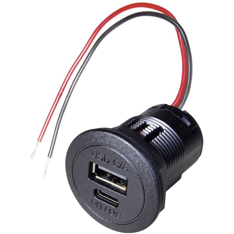 foto del prodotto power usb c a presa doppia pd qc senza led portata massima corrente 2.2 a 12 24 v dc procar