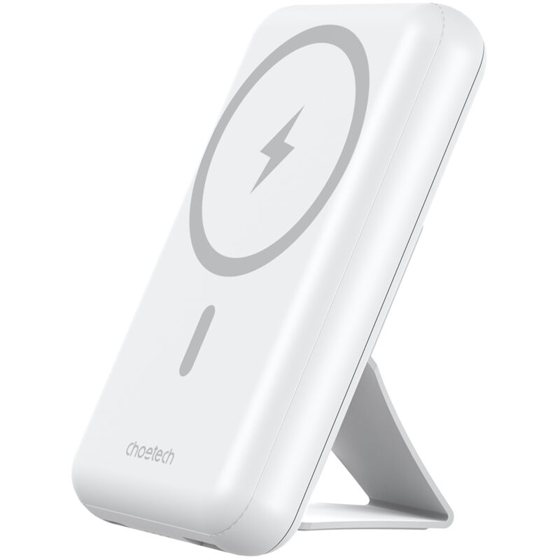foto del prodotto powerbank 10000 mah 20w magsafe usb a usb c funzione stand bianco