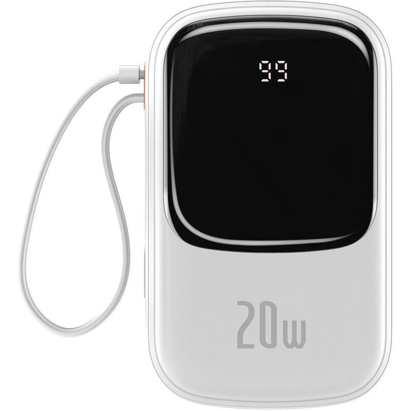 foto del prodotto powerbank con ricarica rapida 20000mah 20w cavo qc pd scp fcp iphone lightning bianco