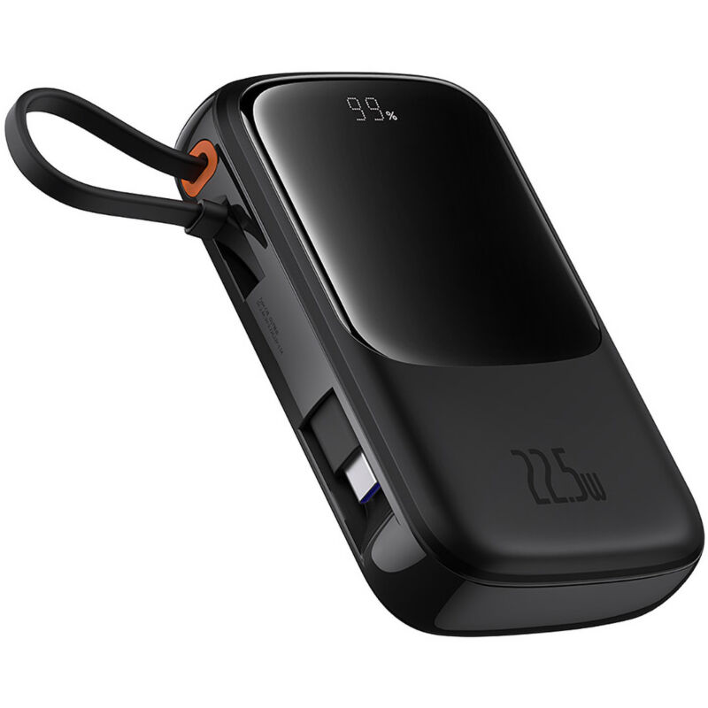 foto del prodotto powerbank qpow pro 10000mah con cavo usb c e display nero