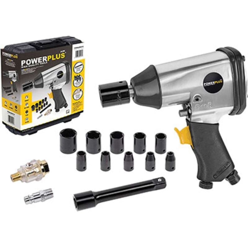 foto del prodotto powerplus avvitatore ac pneumatico in kit power plus attacco 1 2f rapido nr 14 1 pezzo