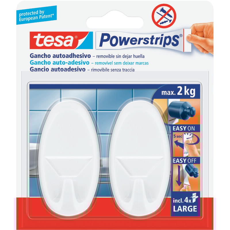 foto del prodotto powerstrips 2 ganci autoad.bianco grandi tesa